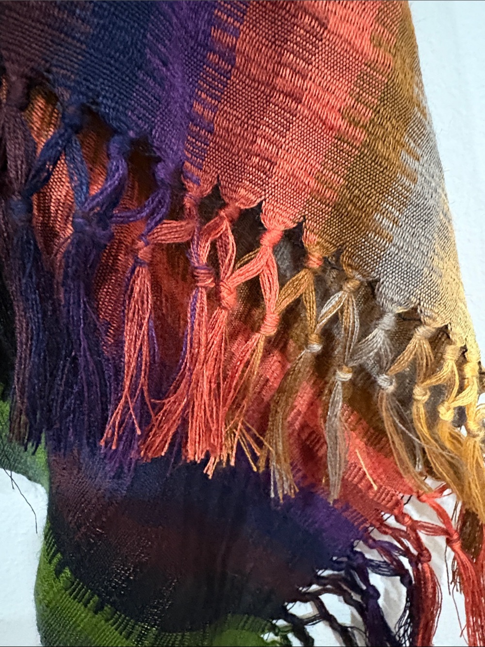 Women's Multicolor Striped Fringe Poncho Style - Picture 3 of 3
